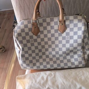 LV Speedy 30 Bandoulier Damier Azure